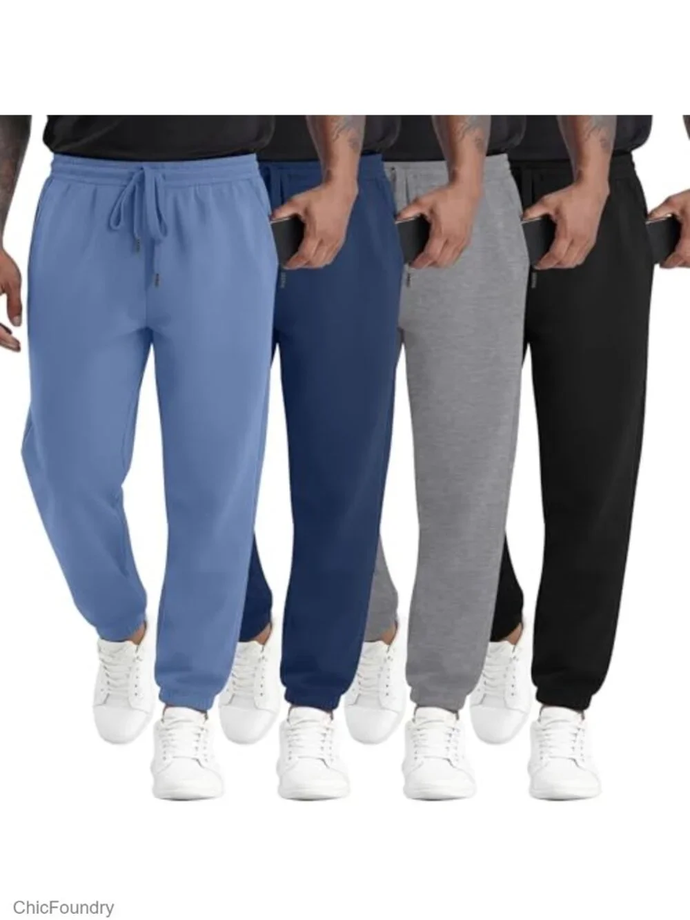 4 Pack Mens Athletic Joggers Gym Workout Running Sweatpants Lounge Drawstring